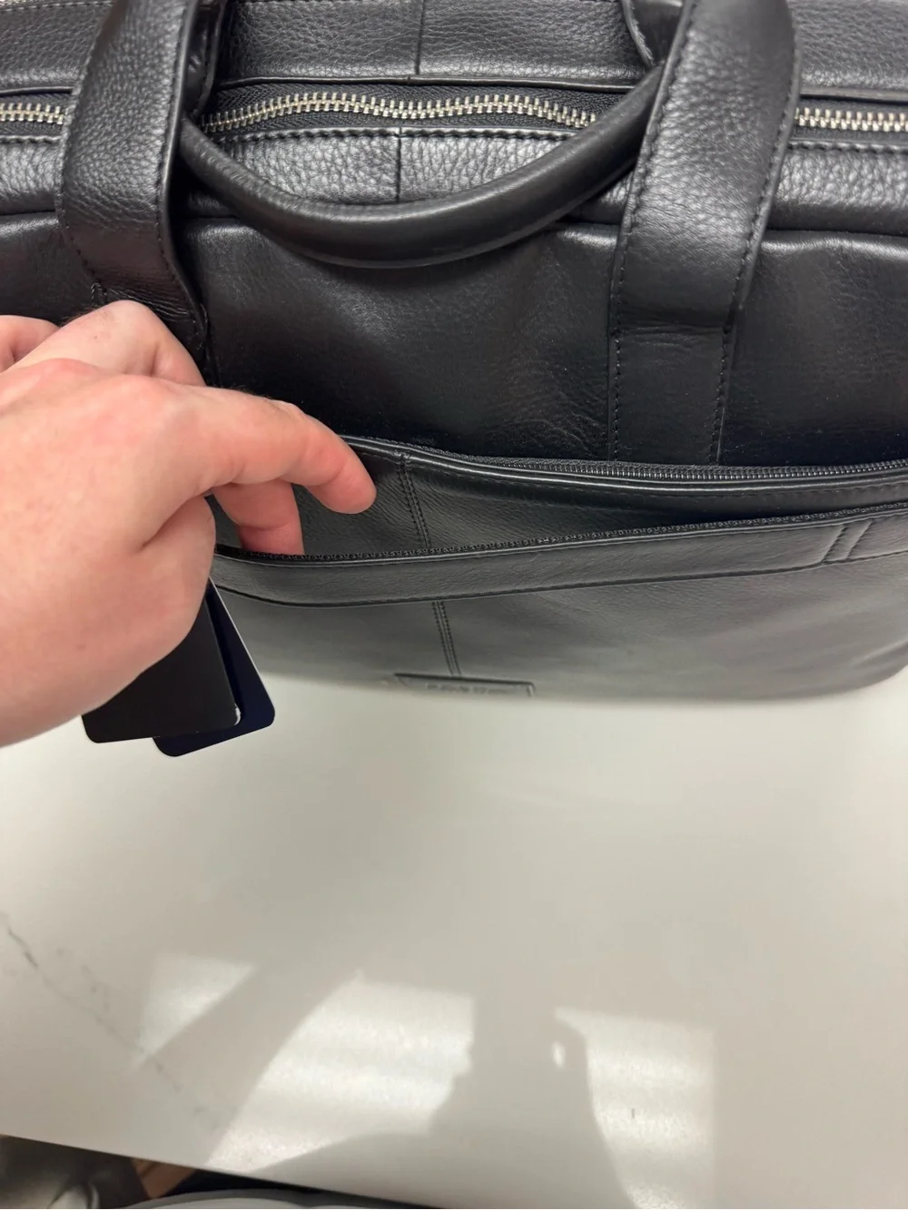 Bosca Pebbled Black Leather Briefcase